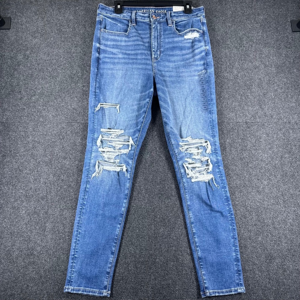 American Eagle Jegging Womens 12 Regular Super High Rise Distressed Ripped NWT